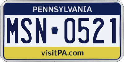 PA license plate MSN0521