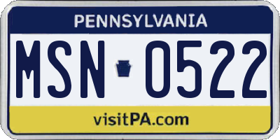 PA license plate MSN0522