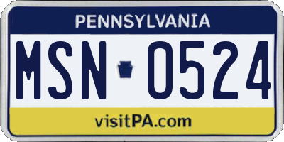 PA license plate MSN0524