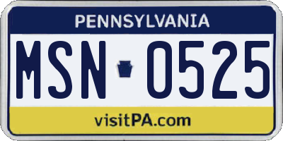 PA license plate MSN0525