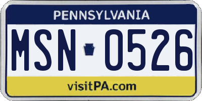 PA license plate MSN0526