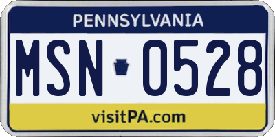 PA license plate MSN0528