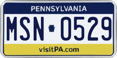 PA license plate MSN0529