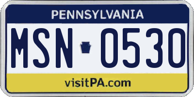 PA license plate MSN0530