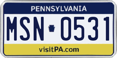PA license plate MSN0531