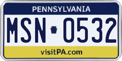 PA license plate MSN0532