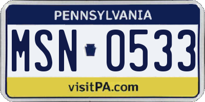 PA license plate MSN0533