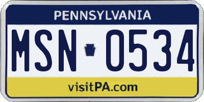 PA license plate MSN0534