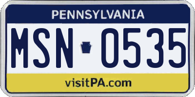 PA license plate MSN0535