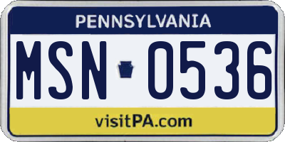 PA license plate MSN0536