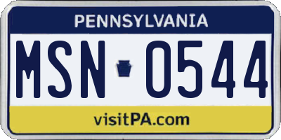 PA license plate MSN0544