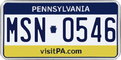 PA license plate MSN0546