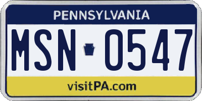 PA license plate MSN0547