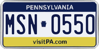 PA license plate MSN0550