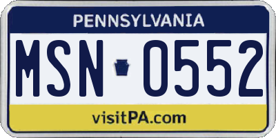 PA license plate MSN0552