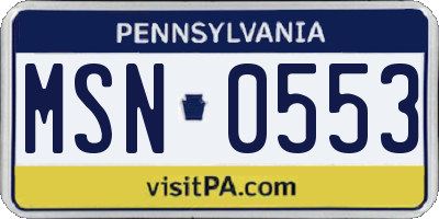 PA license plate MSN0553