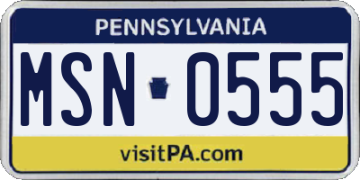 PA license plate MSN0555