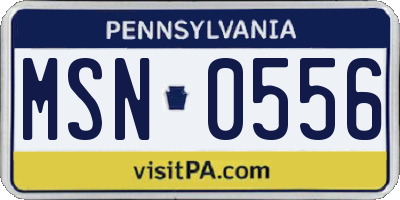 PA license plate MSN0556