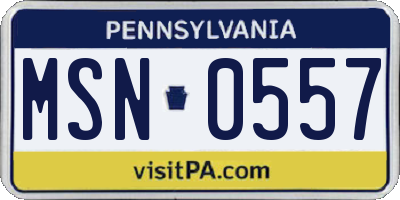 PA license plate MSN0557