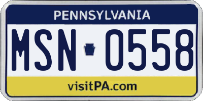 PA license plate MSN0558