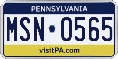 PA license plate MSN0565