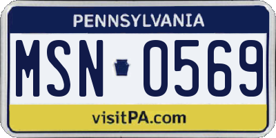 PA license plate MSN0569