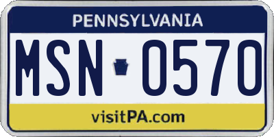 PA license plate MSN0570
