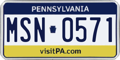 PA license plate MSN0571