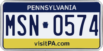 PA license plate MSN0574