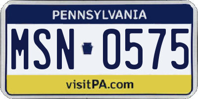 PA license plate MSN0575