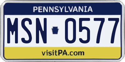 PA license plate MSN0577