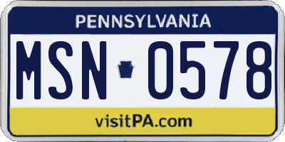 PA license plate MSN0578