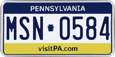 PA license plate MSN0584