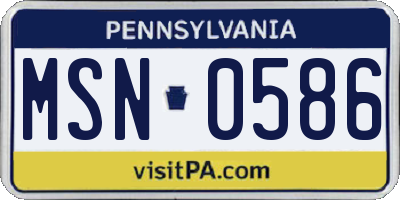 PA license plate MSN0586