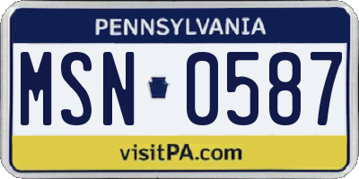 PA license plate MSN0587