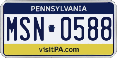 PA license plate MSN0588