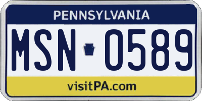 PA license plate MSN0589