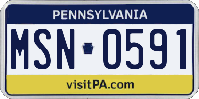 PA license plate MSN0591