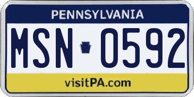 PA license plate MSN0592