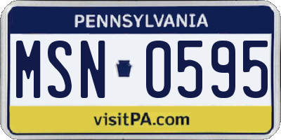PA license plate MSN0595