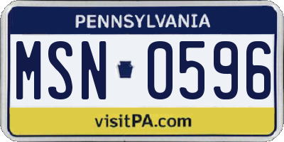 PA license plate MSN0596