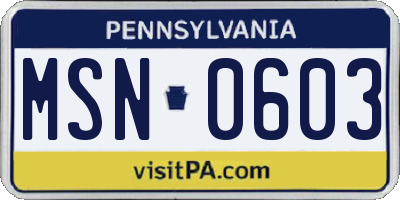 PA license plate MSN0603