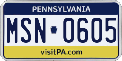 PA license plate MSN0605
