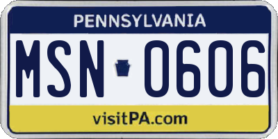 PA license plate MSN0606