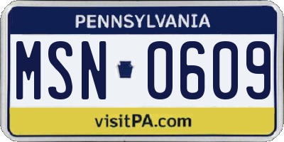 PA license plate MSN0609