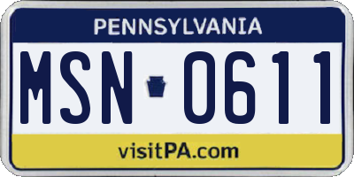 PA license plate MSN0611