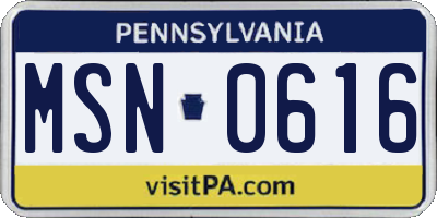 PA license plate MSN0616