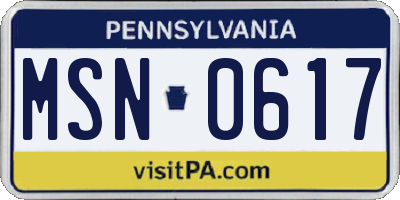 PA license plate MSN0617