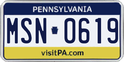 PA license plate MSN0619
