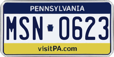 PA license plate MSN0623